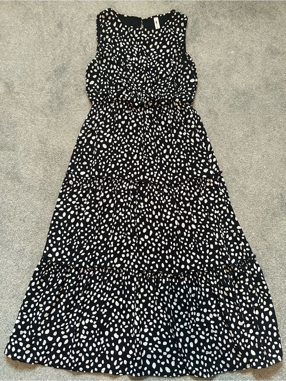 Vanilla Bay Black and White Polka Dot Tiered Maxi Dress